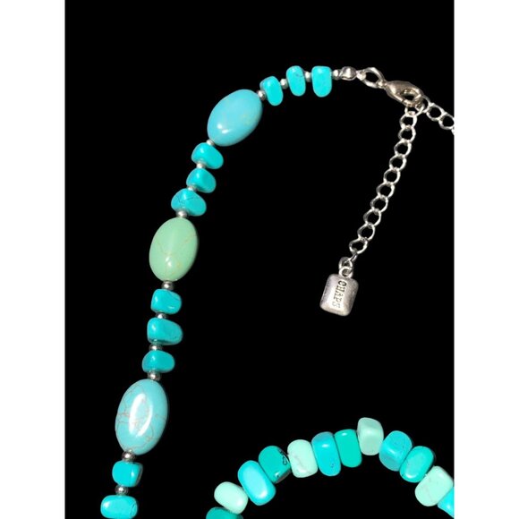Chaps Necklace Bracelet Turquoise Silver-Toned Set - Picture 7 of 7